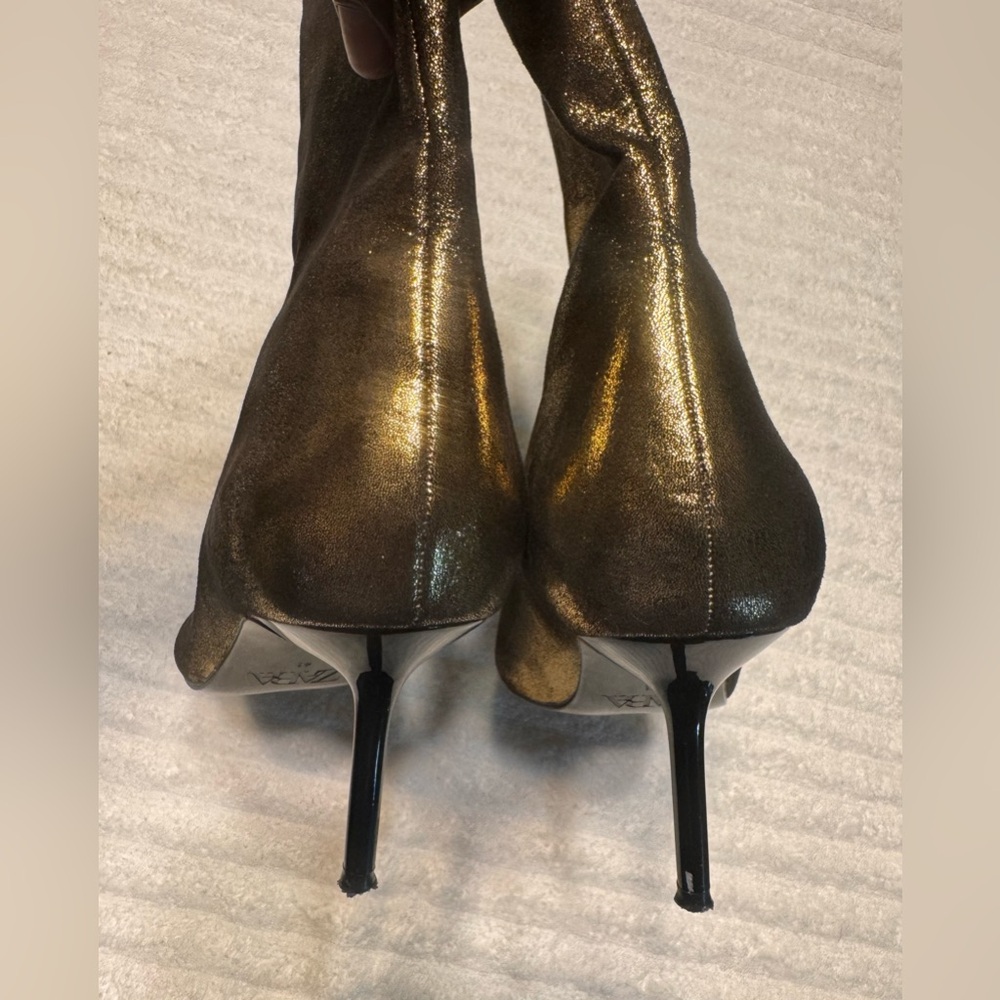 ZARA METALLIC THIN HEEL ANKLE BOOTS IN GOLD . SIZE 10/41 - Picture 11 of 15